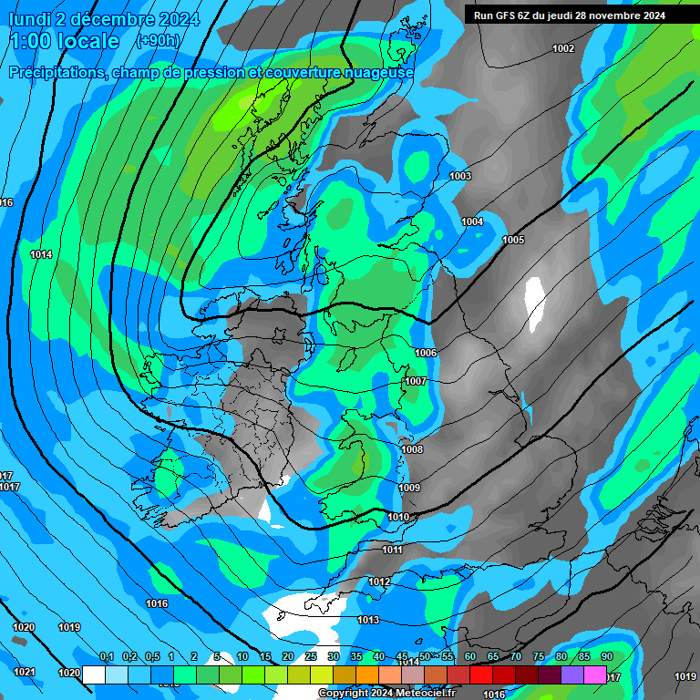 Modele GFS - Carte prvisions 