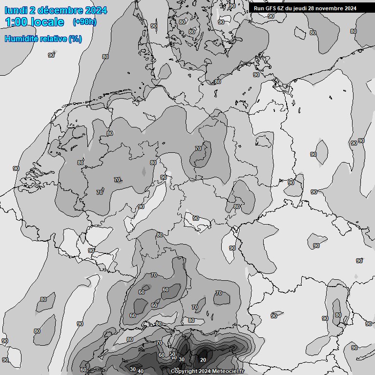 Modele GFS - Carte prvisions 