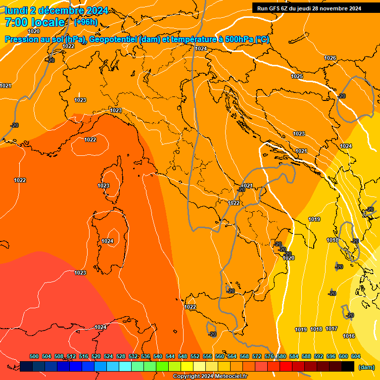 Modele GFS - Carte prvisions 