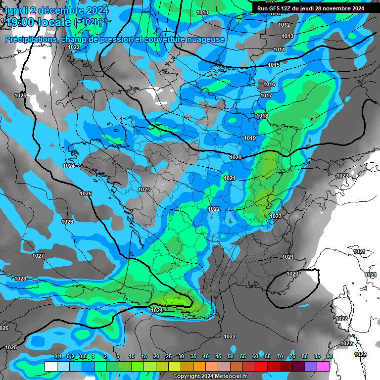 Modele GFS - Carte prvisions 