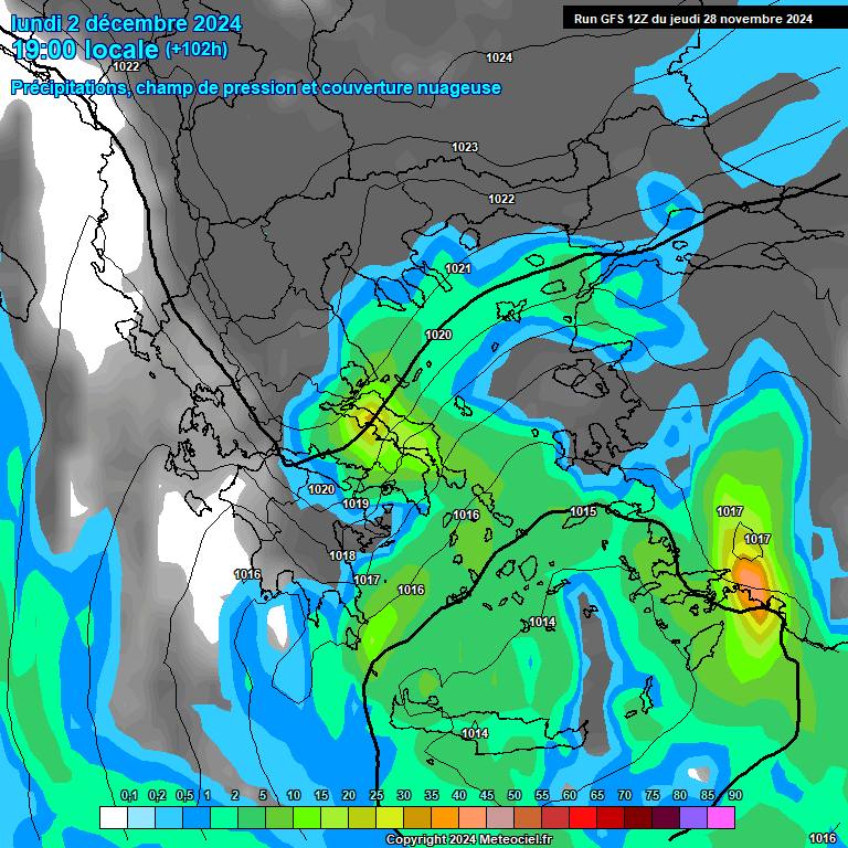 Modele GFS - Carte prvisions 