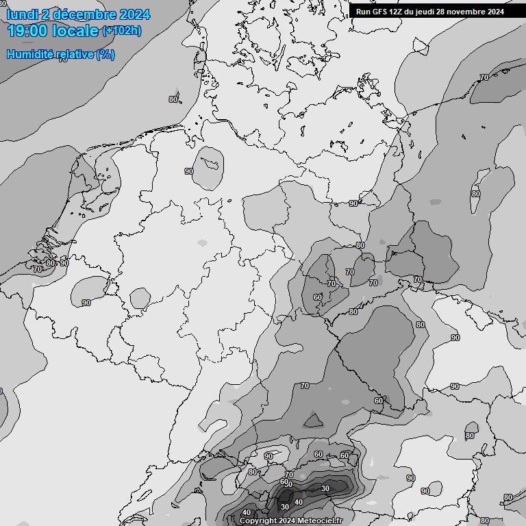 Modele GFS - Carte prvisions 