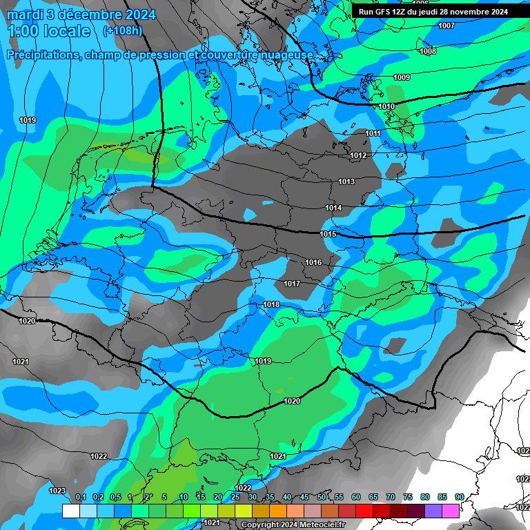 Modele GFS - Carte prvisions 