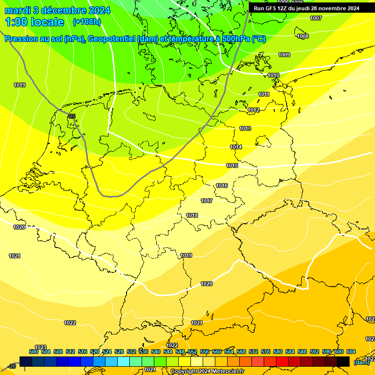 Modele GFS - Carte prvisions 