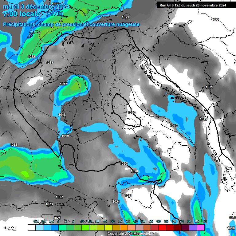 Modele GFS - Carte prvisions 