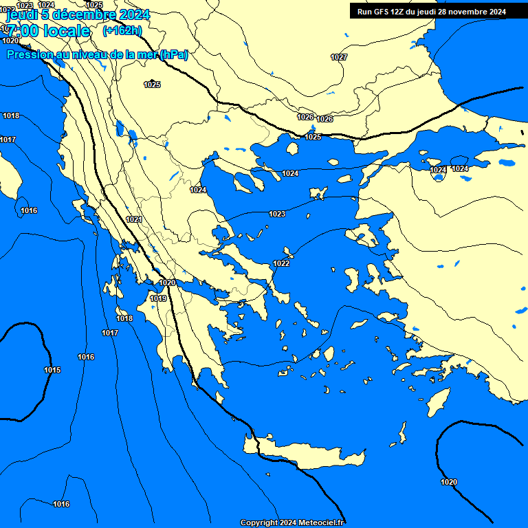 Modele GFS - Carte prvisions 