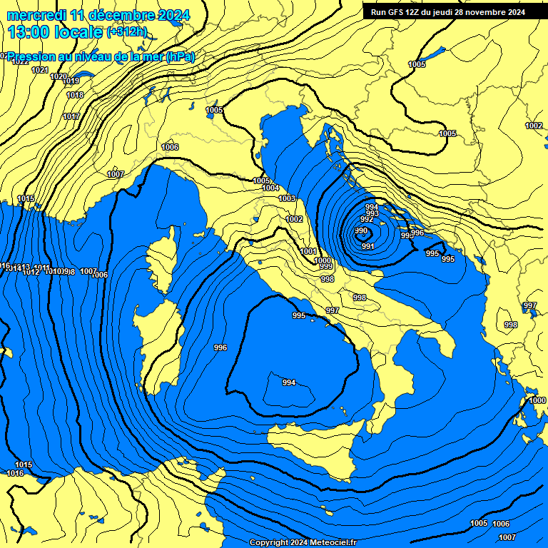 Modele GFS - Carte prvisions 