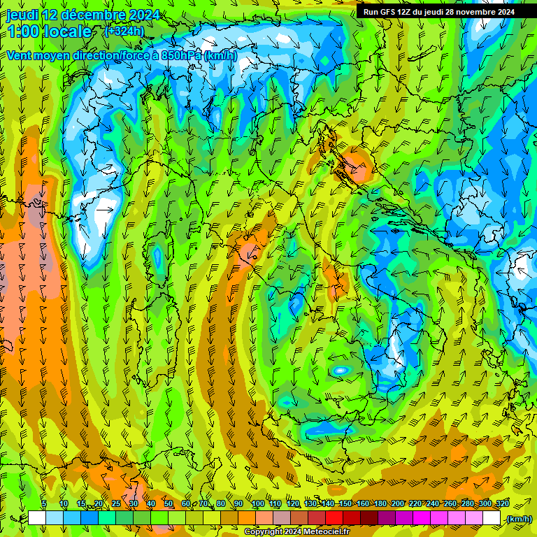 Modele GFS - Carte prvisions 