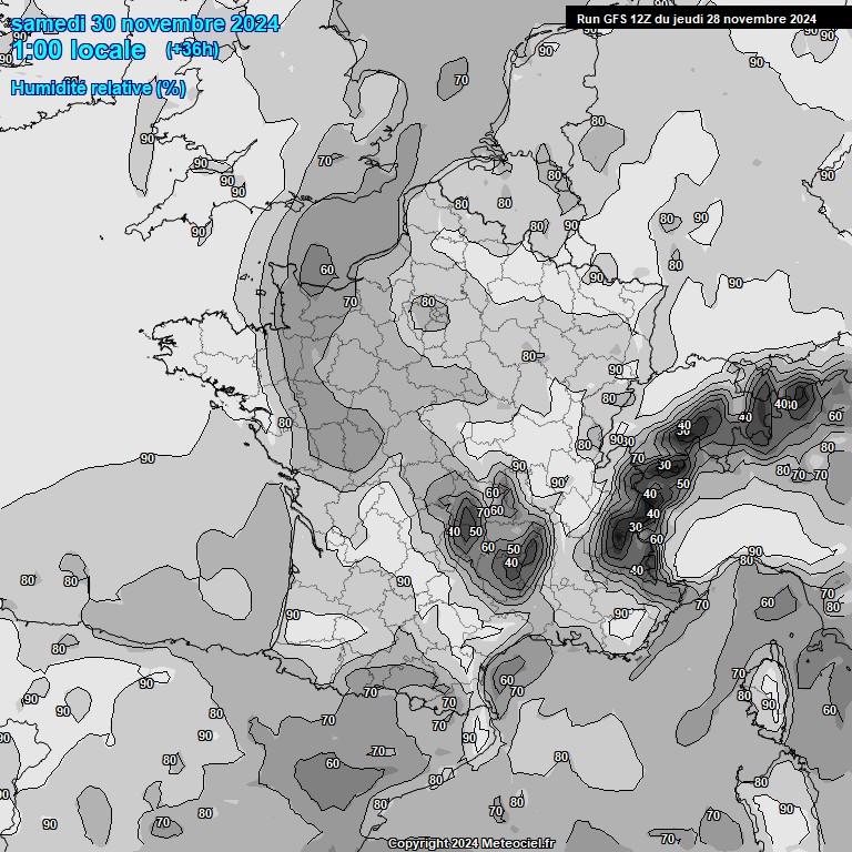 Modele GFS - Carte prvisions 