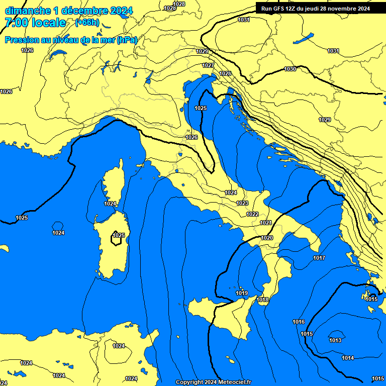 Modele GFS - Carte prvisions 