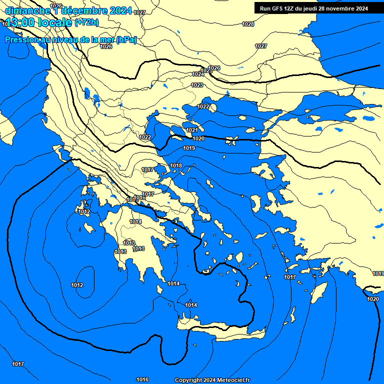 Modele GFS - Carte prvisions 