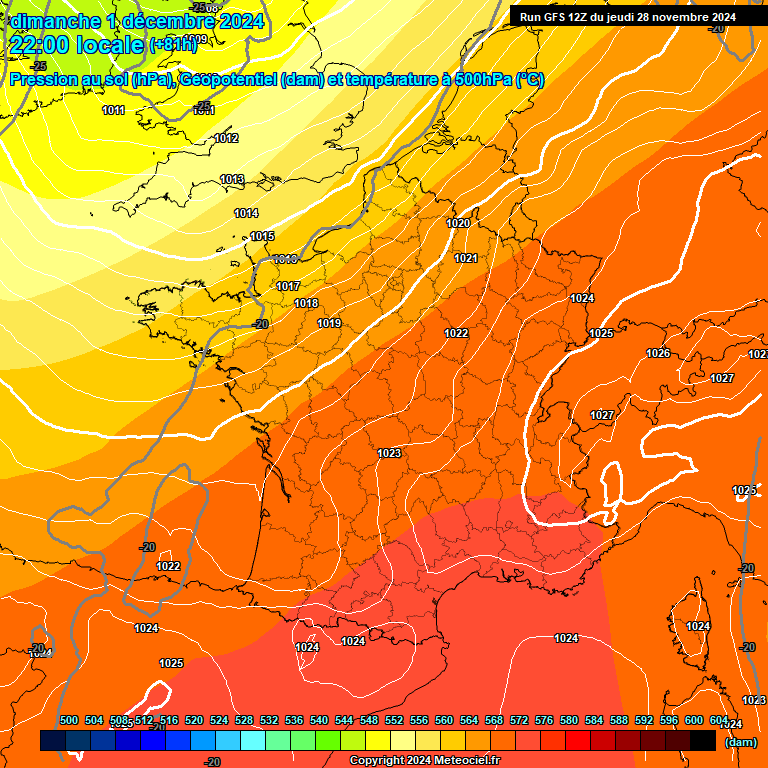 Modele GFS - Carte prvisions 