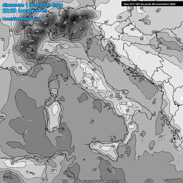 Modele GFS - Carte prvisions 