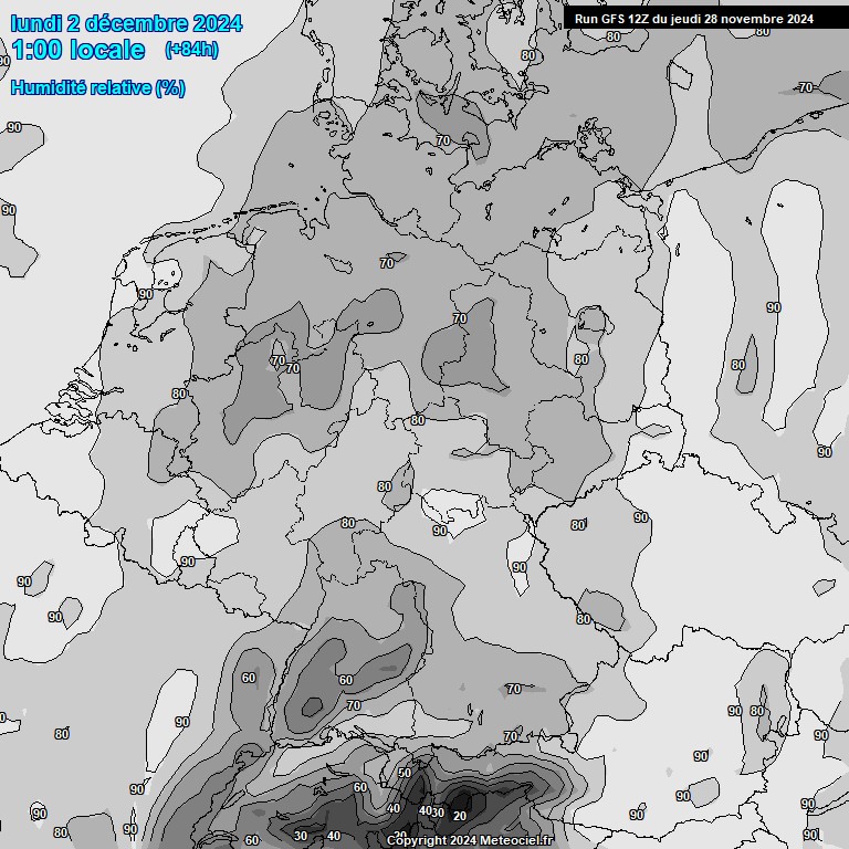 Modele GFS - Carte prvisions 