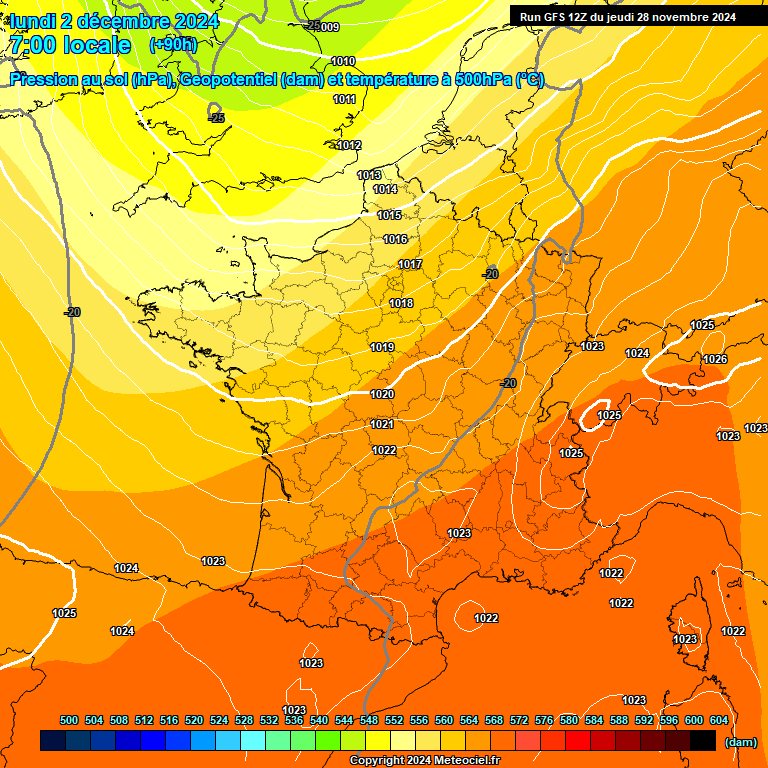 Modele GFS - Carte prvisions 