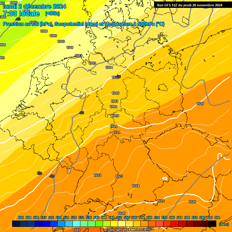 Modele GFS - Carte prvisions 