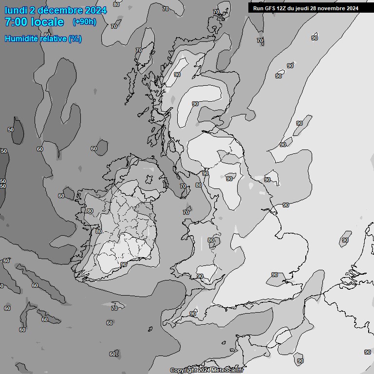 Modele GFS - Carte prvisions 