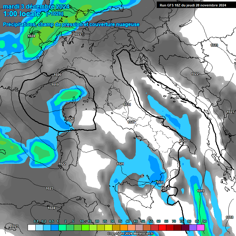 Modele GFS - Carte prvisions 