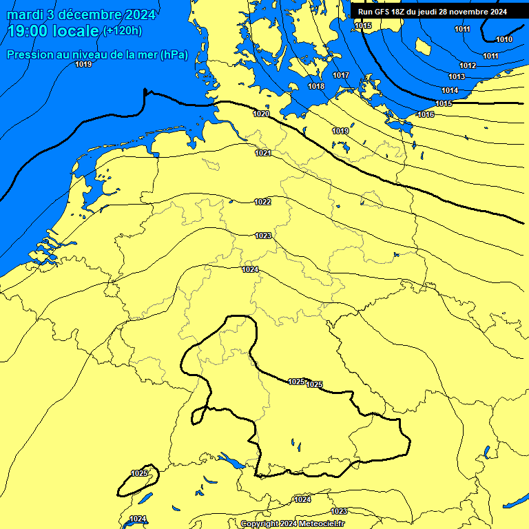 Modele GFS - Carte prvisions 