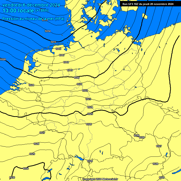 Modele GFS - Carte prvisions 