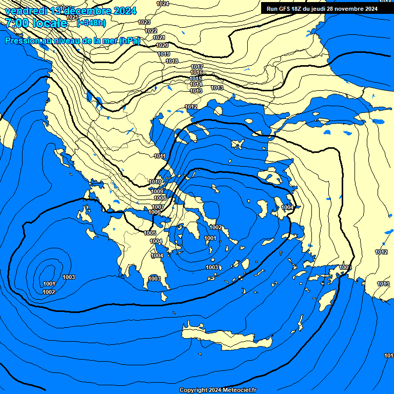 Modele GFS - Carte prvisions 