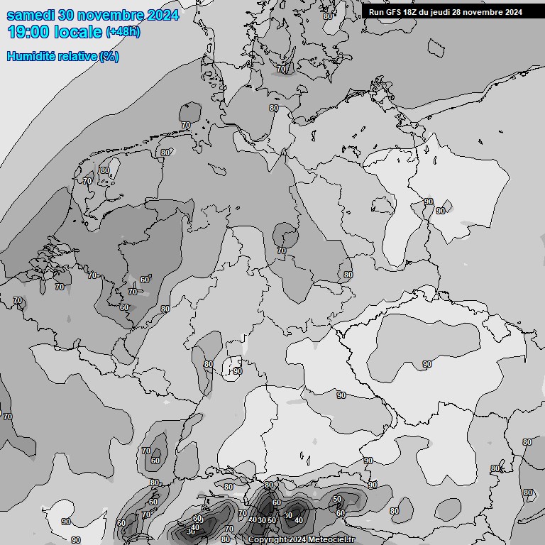 Modele GFS - Carte prvisions 