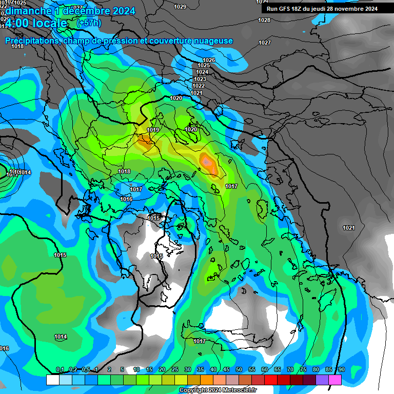 Modele GFS - Carte prvisions 