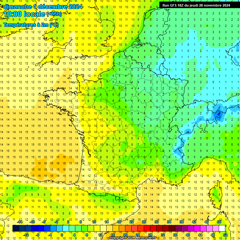 Modele GFS - Carte prvisions 