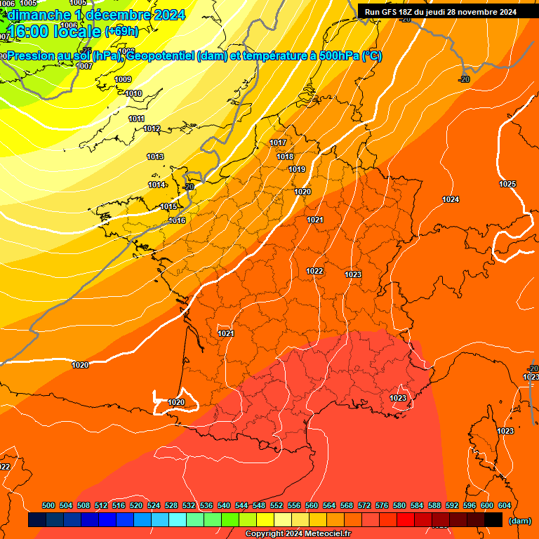 Modele GFS - Carte prvisions 