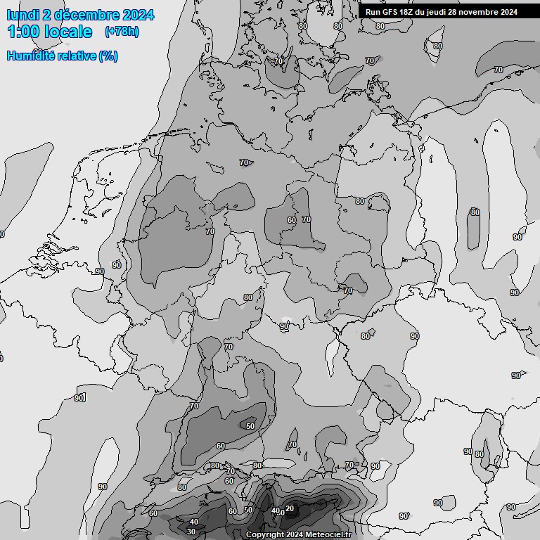 Modele GFS - Carte prvisions 