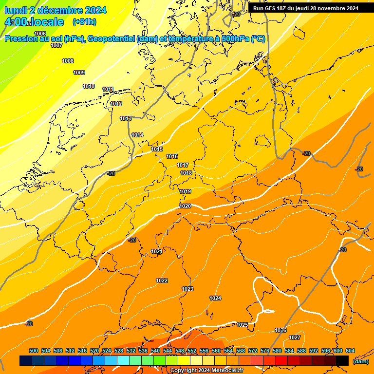 Modele GFS - Carte prvisions 