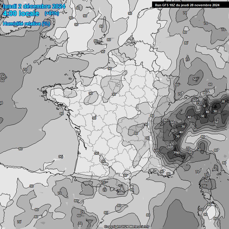 Modele GFS - Carte prvisions 