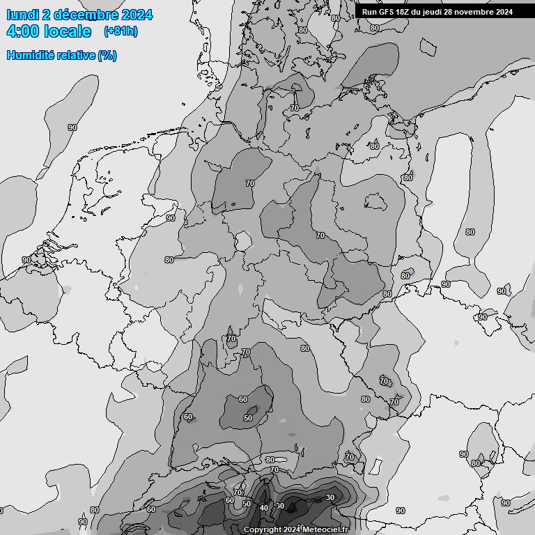 Modele GFS - Carte prvisions 