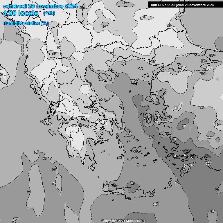 Modele GFS - Carte prvisions 