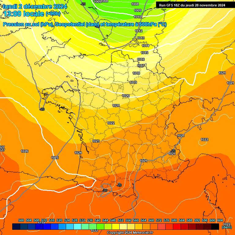 Modele GFS - Carte prvisions 