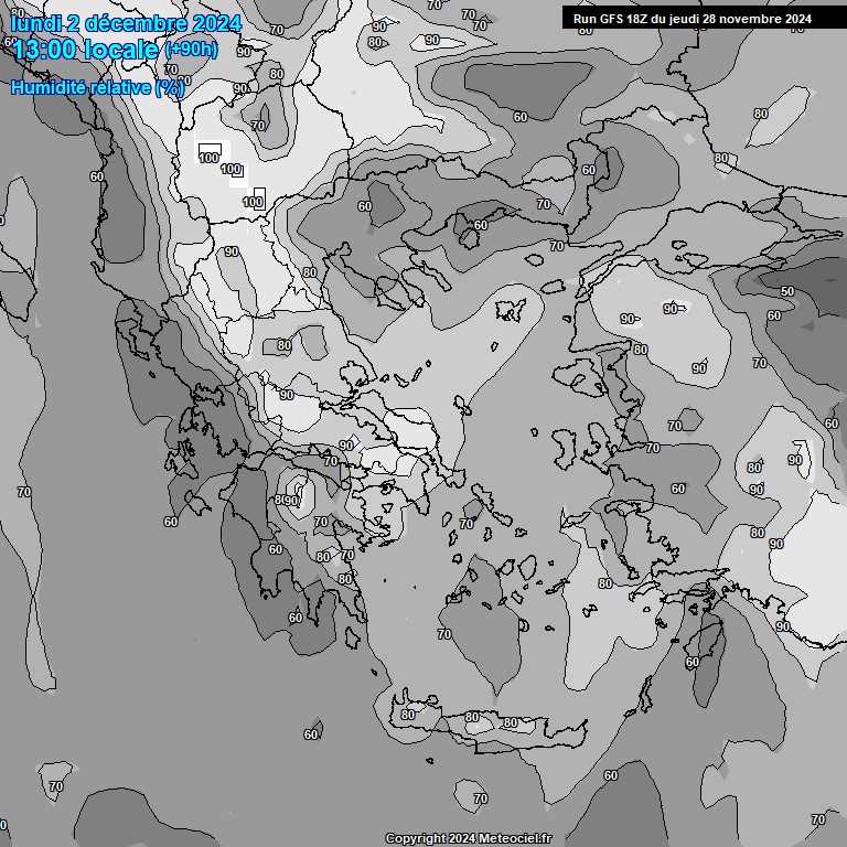 Modele GFS - Carte prvisions 