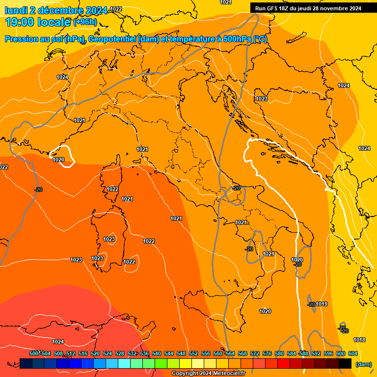 Modele GFS - Carte prvisions 