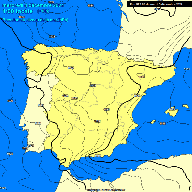 Modele GFS - Carte prvisions 