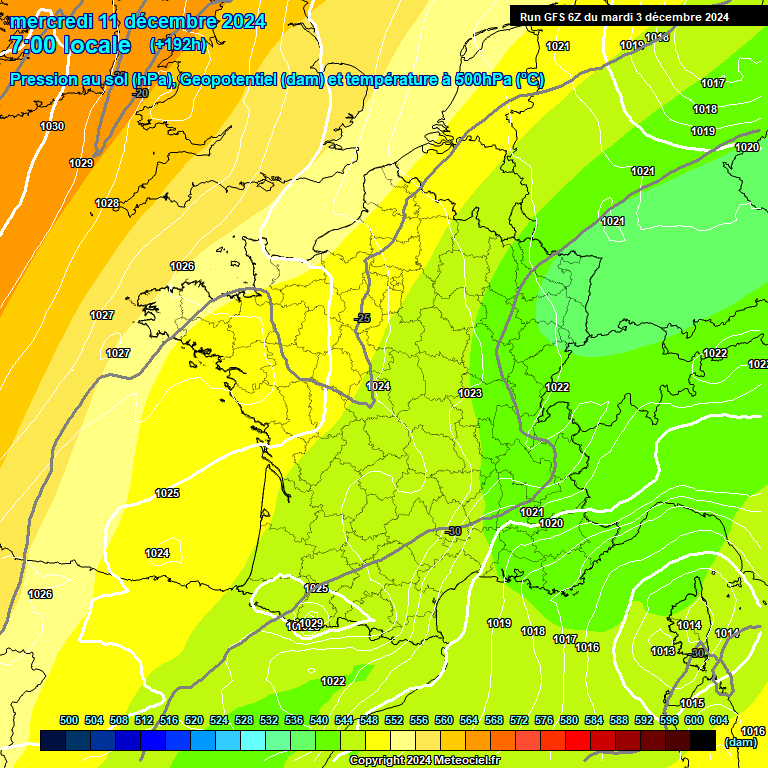 Modele GFS - Carte prvisions 