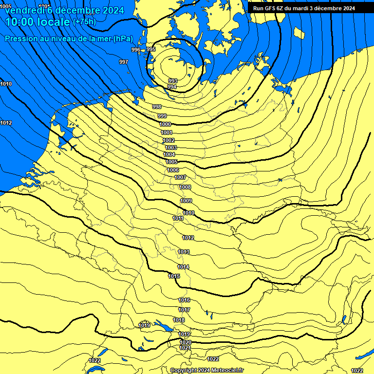 Modele GFS - Carte prvisions 