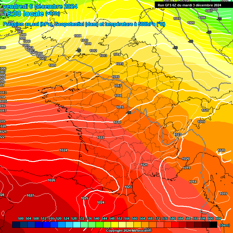 Modele GFS - Carte prvisions 