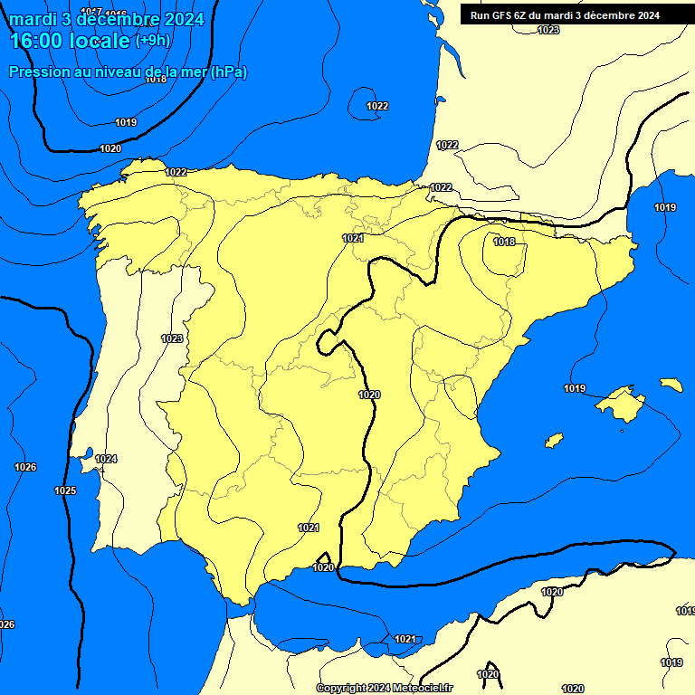 Modele GFS - Carte prvisions 