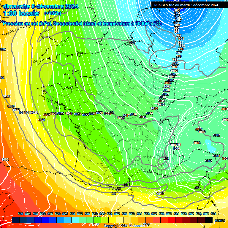 Modele GFS - Carte prvisions 