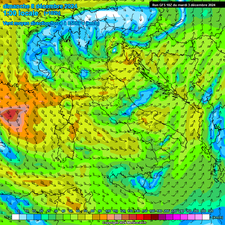 Modele GFS - Carte prvisions 