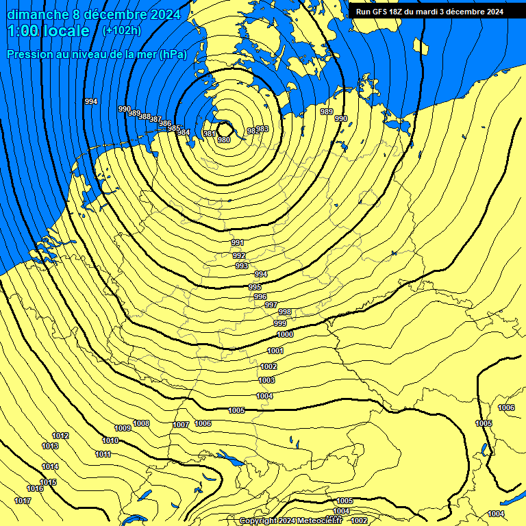 Modele GFS - Carte prvisions 