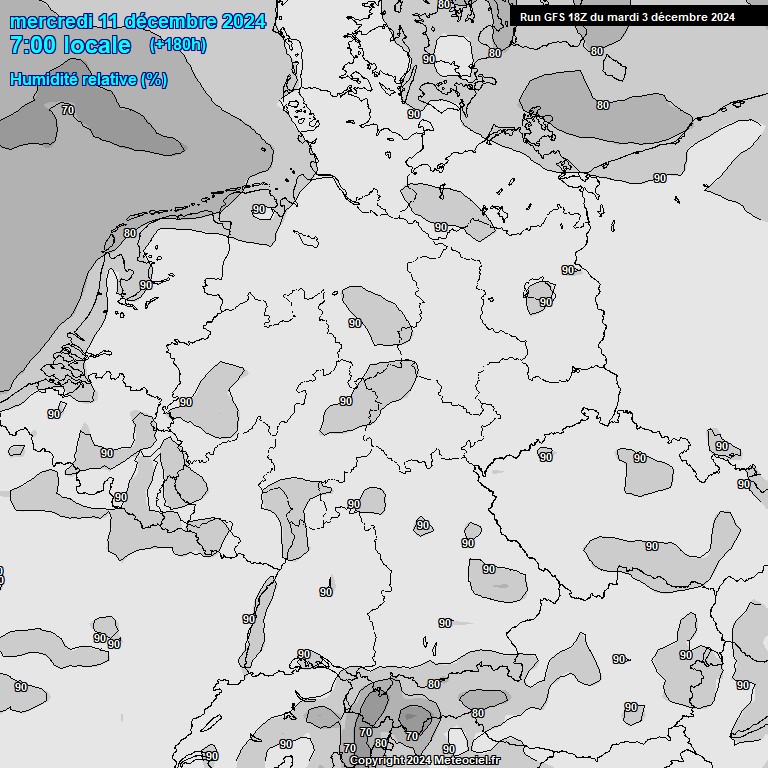 Modele GFS - Carte prvisions 