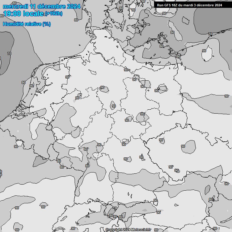 Modele GFS - Carte prvisions 