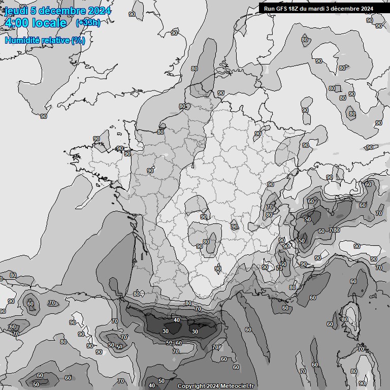 Modele GFS - Carte prvisions 