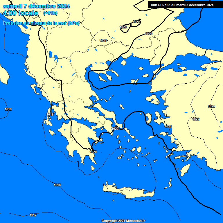 Modele GFS - Carte prvisions 