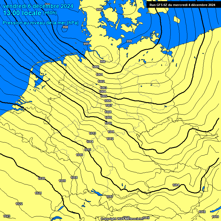 Modele GFS - Carte prvisions 